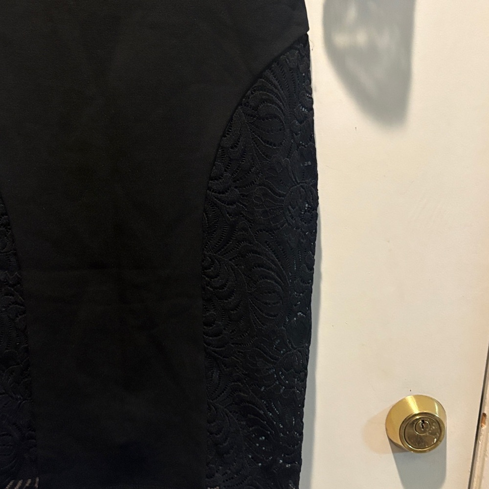 bebe Black Lace-Panel Long Sleeve Sheath Dress - Picture 4 of 5